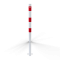 Barrier posts | Steel tube  60 x 2.5 mm | stationary | for casting in concrete | hot-dip galvanized and white coated withthree red reflecting stripes | without eyelet